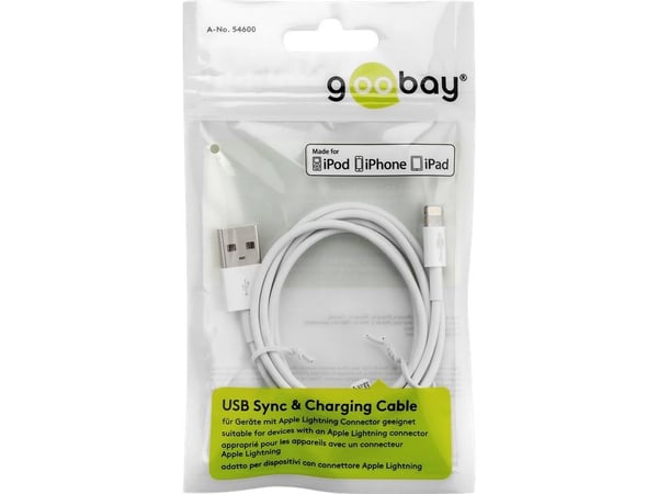 Goobay 72909, 3 m, Lightning, USB A, Hankontakt, Hankontakt, Vit