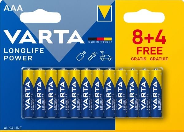 Varta 04903, Engangsbatteri, AAA, Alkalinsk, 1,5 V, 12 stykker, Blå, Gull