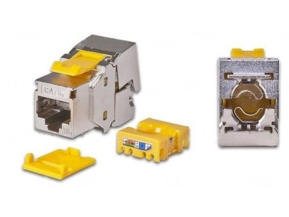 Wirewin WKS JACK KAT6A STP EA 12, Flat, Metallisk, Gult, RJ-45, Hunkjønn, Cat6a, Metall