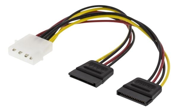 DELTACO - Strömadapter - SATA-ström (hona) till 4 pin intern effekt (hane) - 15 cm