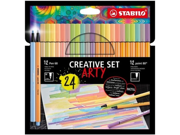 STABILO Creative Set ARTY, Valikoidut värit, Monivärinen, 1 mm, Kahdeksankulmainen, Kuitu, Saksa