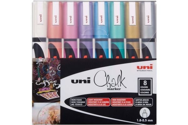 Uni-Ball ChalkGlass PWE-5M, Multifärg, Mejsel, 8 styck