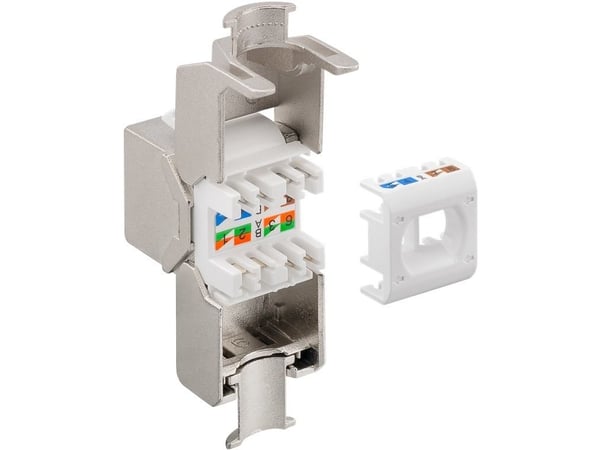 Goobay 61129, flat, metallisk, RJ-45, IDC, hunnkontakt, gull