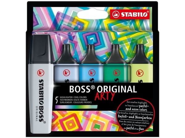 STABILO BOSS ORIGINAL, 5 styck, Multifärg, Mejselspets, Multifärg, 70/194, 70/111, 70/31, 70/51, 70/133, Rektangel