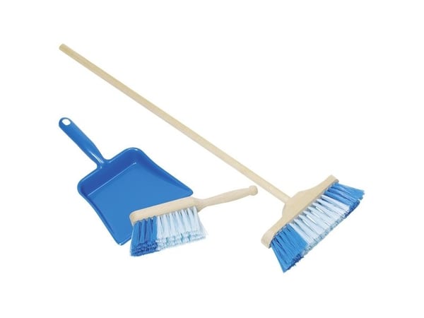 Goki Plastic dustpan, handbroom and broom, 3 år