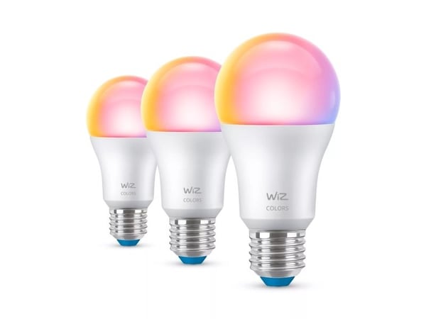 WiZ Colors - LED-glödlampa - form: A60 - E27 - 8.5 W (motsvarande 60 W) - klass F - RGB/varmt till kallt vitt ljus - 2200-6500 K (paket om 3)