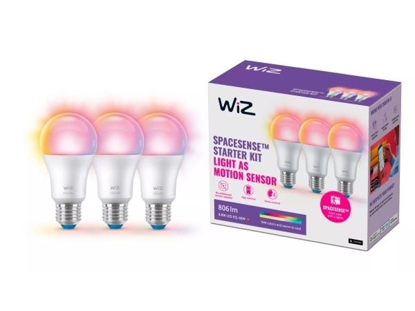 WiZ Colors - LED-glödlampa - form: A60 - E27 - 8.5 W (motsvarande 60 W) - klass F - RGB/varmt till kallt vitt ljus - 2200-6500 K (paket om 3)