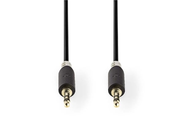 Nedis - Audiokabel - mini-phone stereo 3,5 mm han till mini-phone stereo 3,5 mm han - 5 m - antracit (sort) - rund
