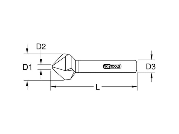 KS Tools 336.0080, Borr, Bits för avgradning, Högerrotation, 1,65 cm, 60 mm, Metall, Icke-järnmetaller, Stål