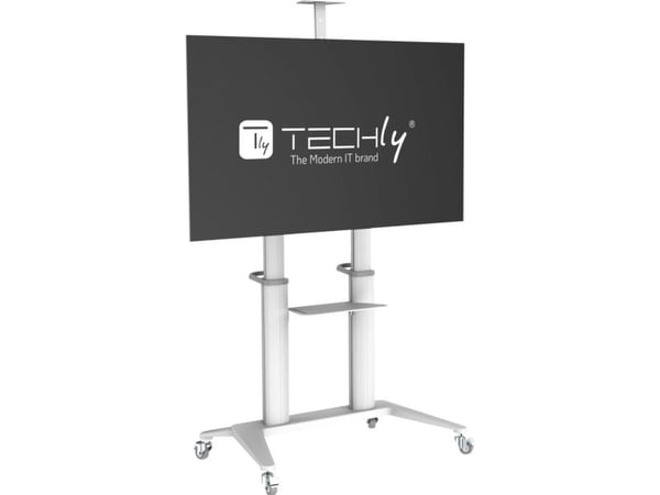 TECHly - Vagn - för TV - ultra-modern - aluminium, stål, plast - klarvit - skärmstorlek: 70"-120"