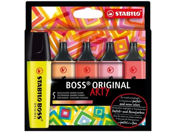 STABILO BOSS ORIGINAL, 5 styck, Multifärg, Mejselspets, Multifärg, 70/24, 70/125, 70/140, 70/129, 70/40, Rektangel