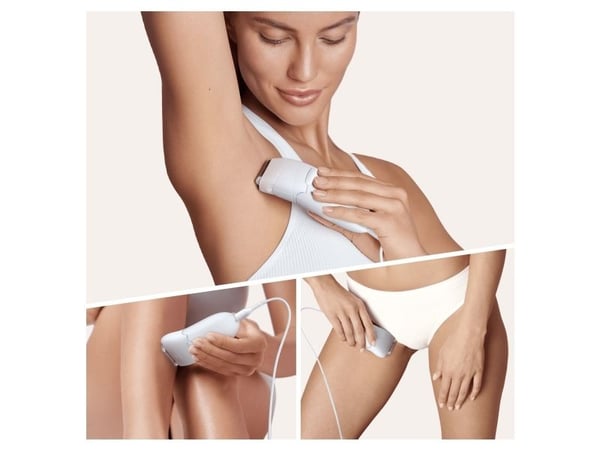 Braun Silk-épil 5-825 Power Electric Epilator for Women with Cable, Lawn Head and Trimming Cap, Bikini Zone - White/Purple