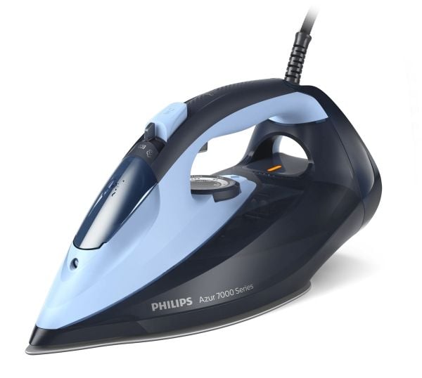 Philips Azur 7000 Series DST7041 - Dampstrykejern med automatisk slukking - såleplate: SteamGlide Elite - 2800 W - lys blå/mørk blå