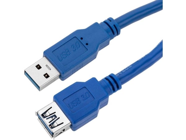 Techly 3.0m USB 3.0 A M/F, 3 m, USB A, USB A, USB 3.2 Gen 1 (3.1 Gen 1), Hankjønn/hunkjønn, Blå