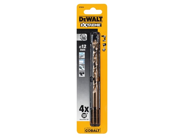 DeWALT DT4916-QZ, Borr, Spiralborrkona, Högerrotation, 1,2 cm, 151 mm, brons, Gjutjärn, Metall, Rostfritt stål, Stål