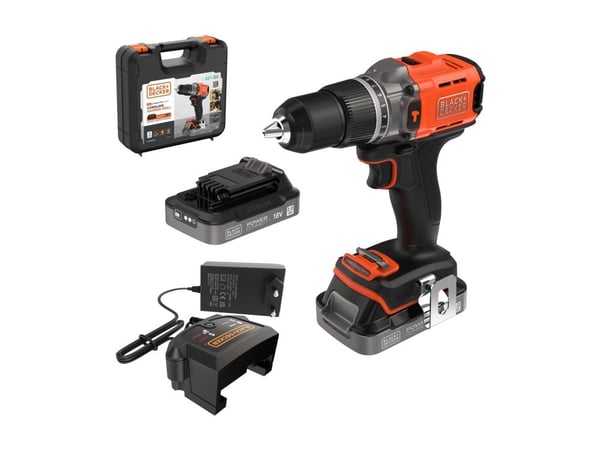 Black & Decker BCD383D2XK-QW, Pistooliporakone, Oranssi, 1,3 cm, Akku, 2 ah, 18 V