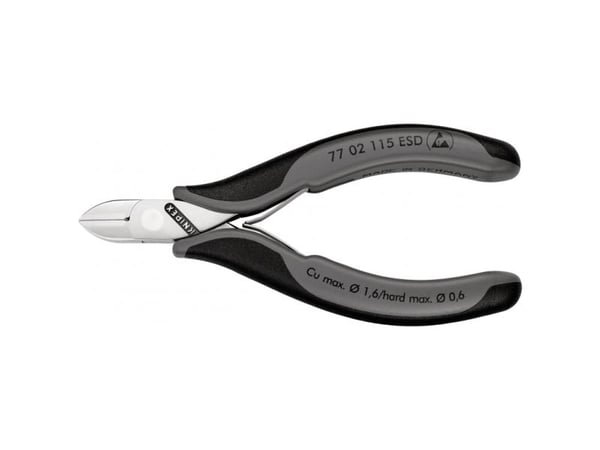 Knipex KP-7702115ESD, Sivuleikkurit, 1,1 cm, 1,4 cm, 7,5 mm, 1,6 mm, Staattisen purkauksen (ESD) suoja