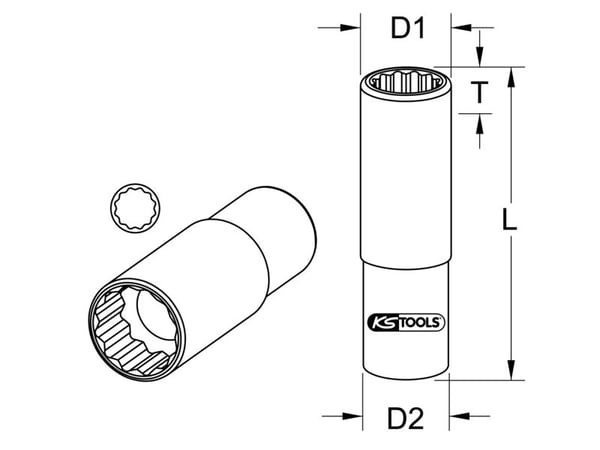 KS Tools 917.1272, Uttag, 1/2", Metrisk, 1 huvuden, 24 mm, Kromvanadinstål
