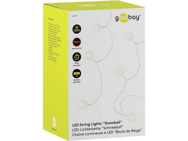 Goobay 60273, Fairy lights, Läpinäkyvä, Valkoinen, Kupari, Muovi, IP20, 20 lamppu(a), LED