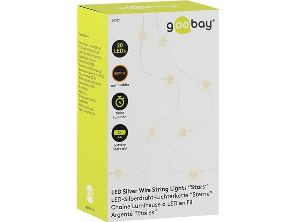 Goobay 60332, Fairy lights, Hopea, Läpinäkyvä, Kupari, Muovi, IP20, 6 h, 18 h