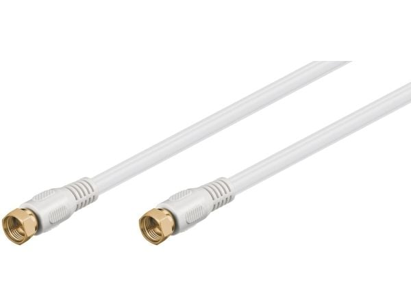 Wentronic Goobay SAT-liitäntäkaapeli, 100% suojattu, kullattu, valkoinen, 2,5 m - F-liitin <=> F-liitin (67291)