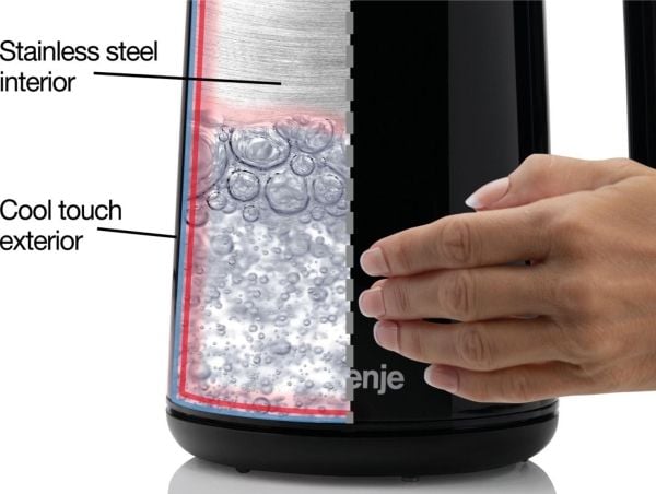 Gorenje K17DWD, 1,7 L, 2200 W, Musta, Säädettävä termostaatti, Ylikuumenemissuoja, Johdoton