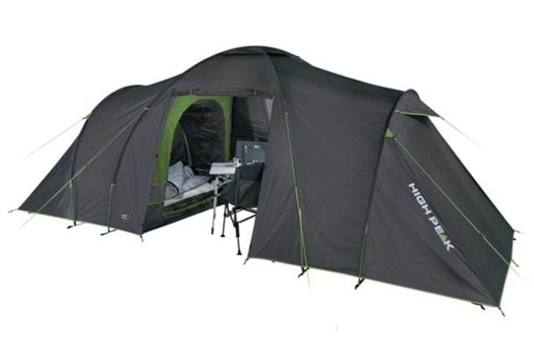 High Peak Como 6.0, Camping, Hård ram, Tunneltält, 6 personer, Grön, Grå