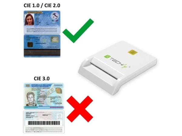 Techly Compact Smart Card Reader/Writer USB2.0 White I-CARD CAM-USB2TY, USB 2.0, 1,5 m, Valkoinen, 107 g