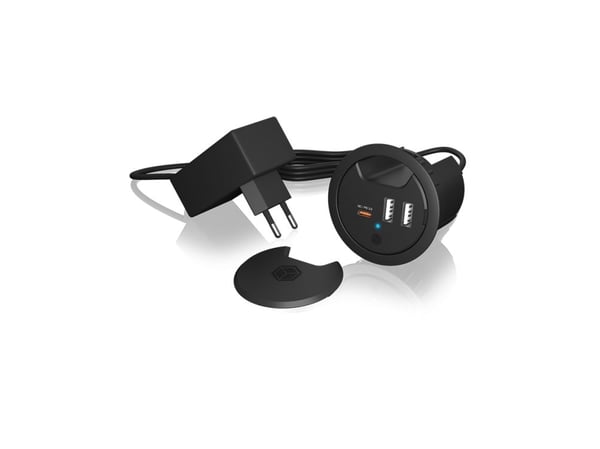 ICY BOX IB-HUB1407 - Hubb - 2 x USB + 1 x USB-C - skrivbordsmodell