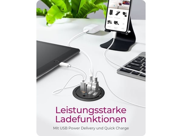 ICY BOX IB-HUB1407 - Hubb - 2 x USB + 1 x USB-C - skrivbordsmodell