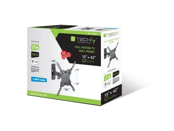TECHly - Monteringssats (väggfäste) - fullständig rörelse - för LCD-TV - massivt stål - skärmstorlek: 13"-42"