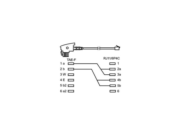 Wentronic Goobay TAE-F anslutningskabel (universal pin out), vit, 15 m - TAE-F kontakt till RJ11/RJ14 kontakt (6P4C) (68542)