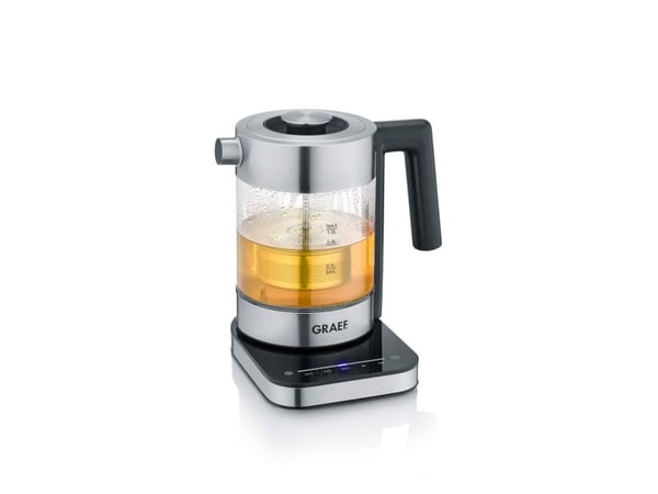 Graef WK350, 1 L, 2000 W, Musta, Ruostumaton teräs, Läpinäkyvä, Lasi, Veden tason ilmaisin, Ylikuumenemissuoja