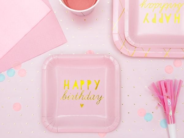 PartyDeco HOR1-081J, Partytuta, Rosa, Vit, 6 styck, Födelsedag, 125 mm, 140 mm