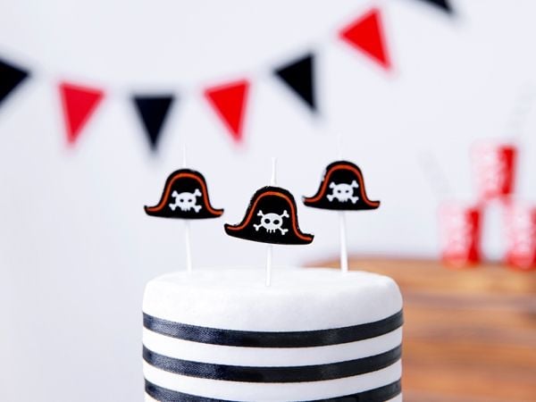 PartyDeco SCS-3, Stearinlys, Sort, Rød, Hvit, 5 stykker