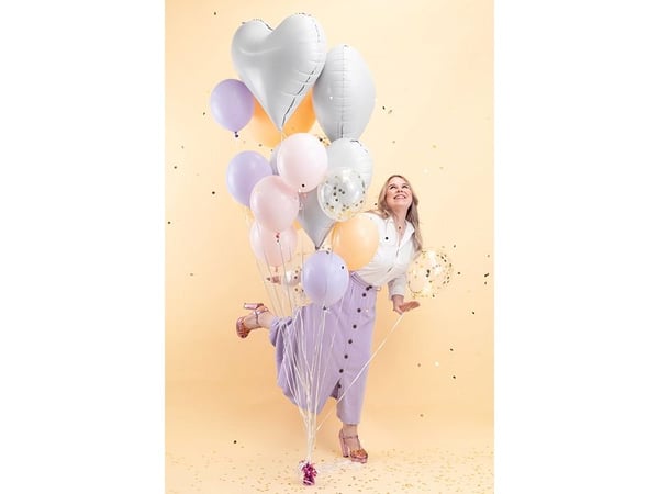 PartyDeco FB141-008, Lekeballong, Folie, Hvit, Monokromatisk, Hjerte (form), Gutt/Jente