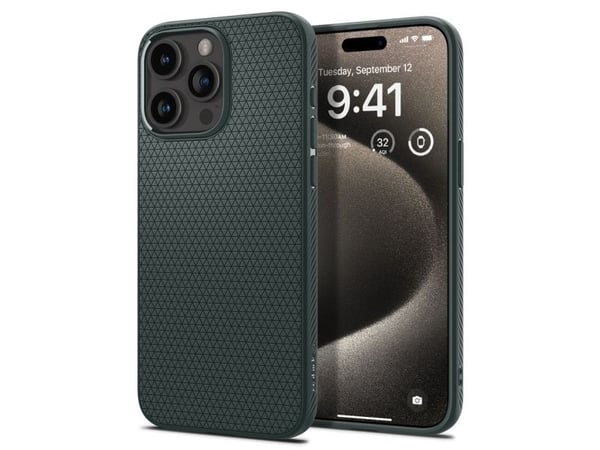 Spigen Liquid Air - Baksidedeksel for mobiltelefon - termoplast-polyuretan (TPU) - abyss green - for Apple iPhone 15 Pro Max