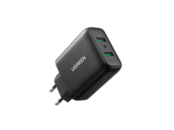 Ugreen - Strømadapter - 36 watt - 3 A - QC 3.0 - 2 utgangskontakter (USB) - Storbritannia