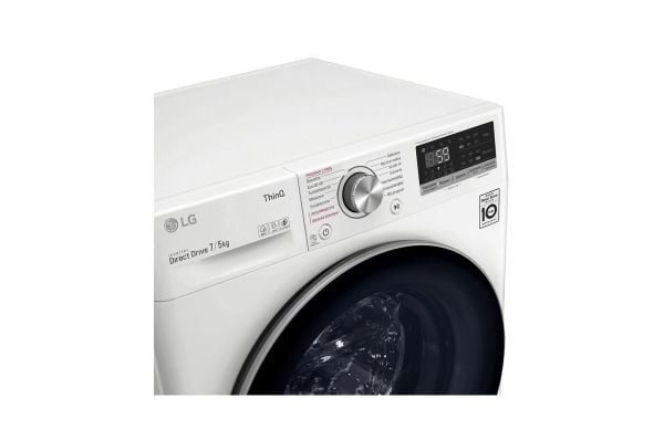 LG Serie V5 F2DV5S7S1E - Vaskemaskin/tørker - Wi-Fi - bredde: 60 cm - dybde: 53.5 cm - høyde: 85 cm - frontileggelse - 7 kg - 1200 rpm - hvit