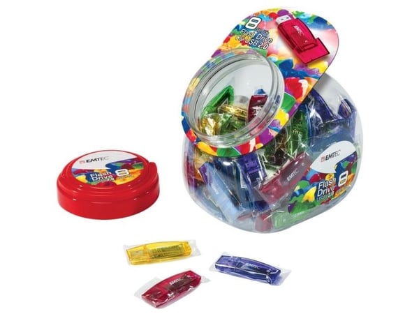 Emtec C410 Color Mix - Candy Jar 2.0, 32 GB, USB A-tyyppi, 2.0, 15 MB/s, Suojus, Monivärinen