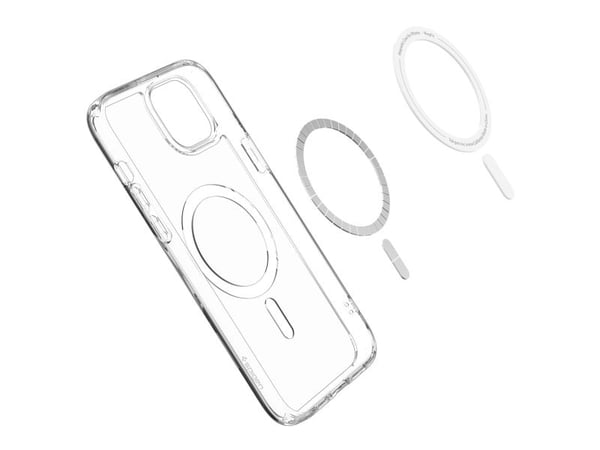 Spigen ACS06802, Mobilskal, Apple, iPhone 15, 15,5 cm (6.1"), Transparent, Vit
