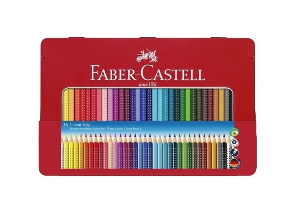Faber-Castell Color Grip 2001 vesivärikynät, 36 eri väriä peltirasiassa