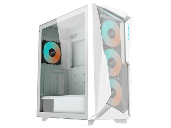 Gigabyte C301 Glass V2 - Mid tower - utökad ATX - genomskinlig sidopanel (härdat glas) - ingen strömförsörjning (ATX) - vit - USB/ljud