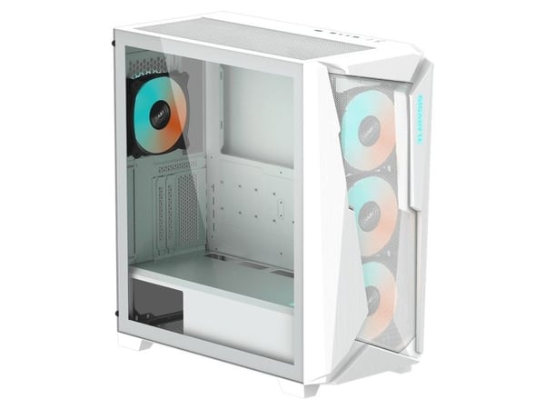 Gigabyte C301 Glass V2 - Mid tower - utökad ATX - genomskinlig sidopanel (härdat glas) - ingen strömförsörjning (ATX) - vit - USB/ljud