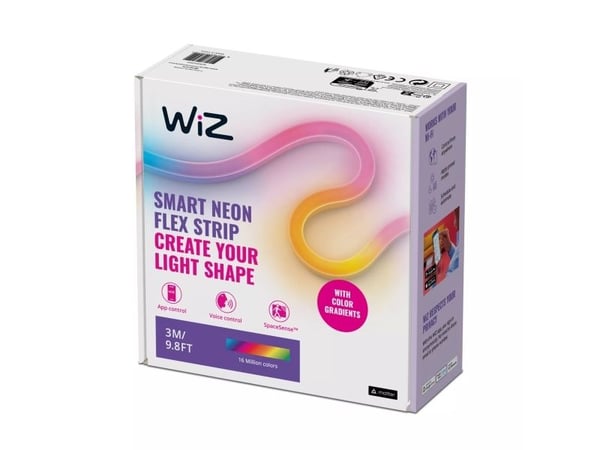 WiZ neon lyslist 3 m for innendørs, Smart LED-belysning, farget og hvitt lys, 12V-adapter inkludert