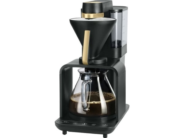 Melitta 1024-12, Suodatinkahvinkeitin, Kahvipavut, Sisäänrakennettu jauhin, 1515 W, Musta, Kulta