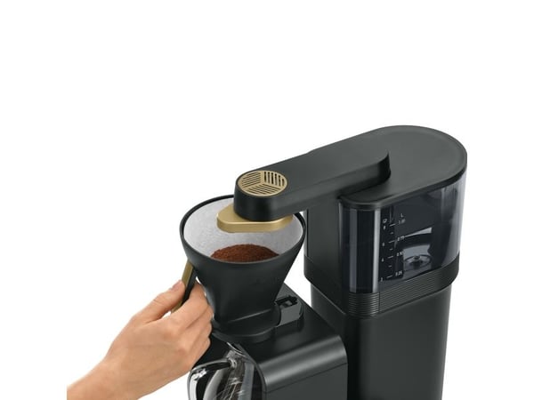 Melitta 1024-12, Suodatinkahvinkeitin, Kahvipavut, Sisäänrakennettu jauhin, 1515 W, Musta, Kulta