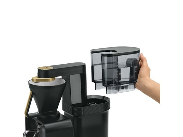 Melitta 1024-12, Suodatinkahvinkeitin, Kahvipavut, Sisäänrakennettu jauhin, 1515 W, Musta, Kulta