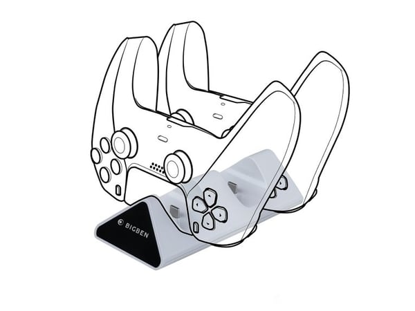 BIG BEN PS5DUALCHARGERV2, Dockningsstation, PlayStation 5, Svart, Vit, CE, 92 mm, 35 mm