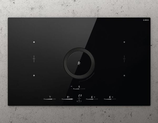 Elica NikolaTesla Switch Glow BL/F/83 - Induktionshäll - 4 kokplattor - Fördjupning - bredd: 80.7 cm - djup: 49.2 cm - Klass A+ - svart med nedåtri...